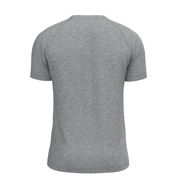 BODYBAR Pilates - TKM046 - M SS Raglan Crew Tee - Coverstitch - Element R - Medium Heather Grey