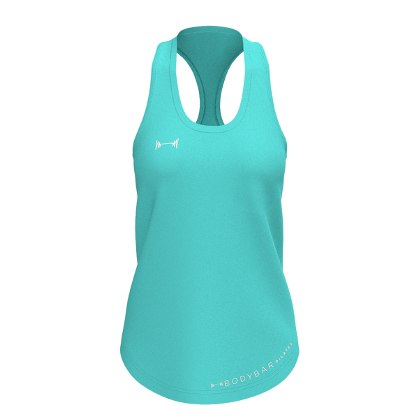 BODYBAR Pilates - TKW008 - W Drop-Hem Racerback Tank - Element R - Blue Radiance