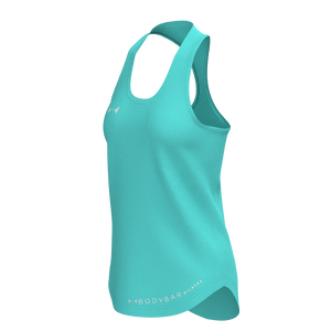 BODYBAR Pilates - TKW008 - W Drop-Hem Racerback Tank - Element R - Blue Radiance