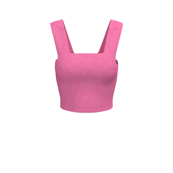 MedusaFit - TKW032 - W Wide-Strap Bra Tank - Luxe Brushed R - Carmine Rose Flowers