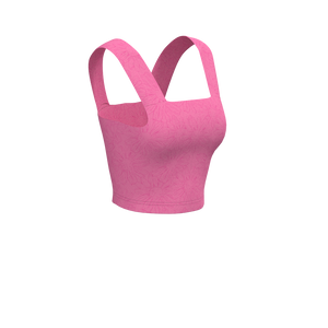 MedusaFit - TKW032 - W Wide-Strap Bra Tank - Luxe Brushed R - Carmine Rose Flowers