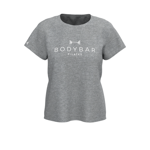 BODYBAR Pilates - TKW041 - W Boxy Tee - Element R - Heather Grey