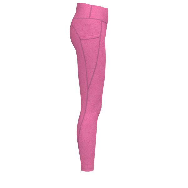 MedusaFit - TKW052 - W Pocket Legging - Luxe Brushed R - Carmine Rose Flowers