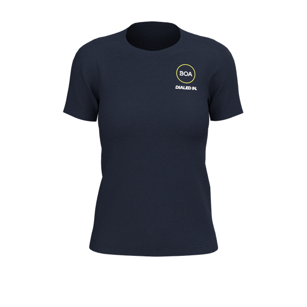 BOA - TKW075 - W SS Semi-Fitted Crew Tee - Coverstitch - Element R - Navy