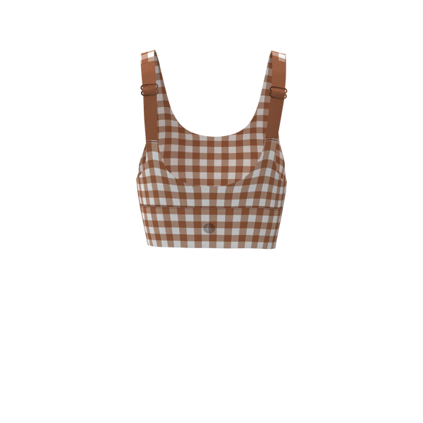wayre - TKW095 - W Longline Scoop Bra - Cups - Luxe Brushed R - Clay Plaid