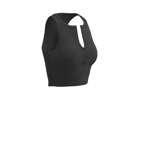 W Snap Placket Tank - Luxe Brushed R - Black