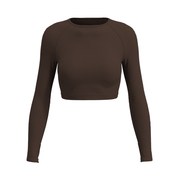 Recreation Sweat - TKW102 - W LS Crop Top - Luxe Brushed R - Chicory Coffee