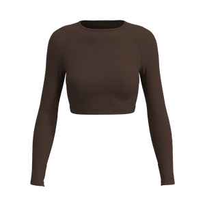 Recreation Sweat - TKW102 - W LS Crop Top - Luxe Brushed R - Chicory Coffee