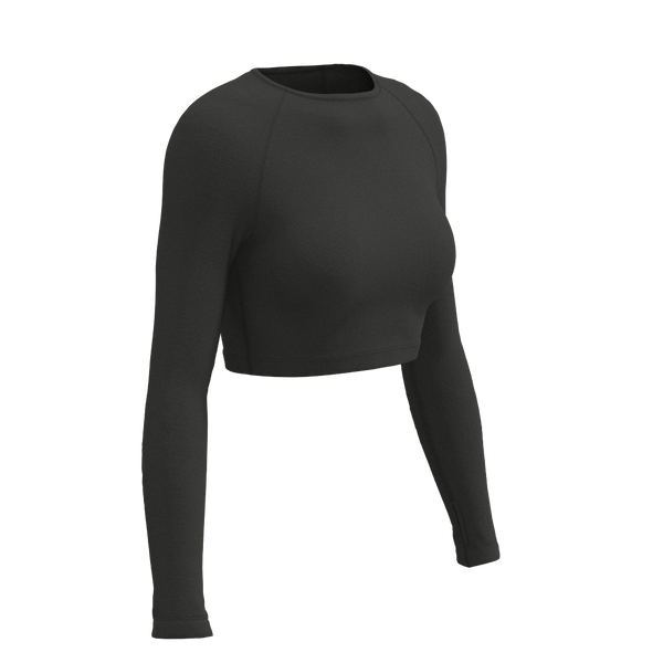Recreation Sweat - TKW102 - W LS Crop Top - Luxe Brushed R - Black