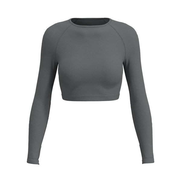Recreation Sweat - TKW102 - W LS Crop Top - Luxe Brushed R - Quiet Shade/Charcoal