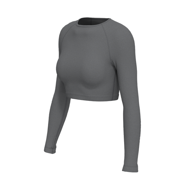 Recreation Sweat - TKW102 - W LS Crop Top - Luxe Brushed R - Quiet Shade/Charcoal