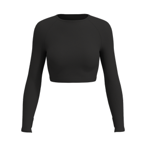 Powerhouse - TKW136 - W LS Fitted Crop Top - Luxe Brushed R - Black