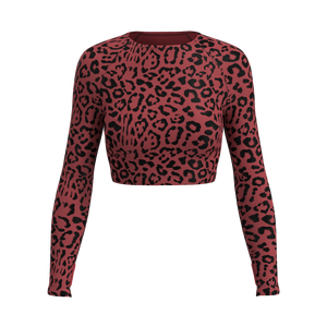 Powerhouse - TKY002 - Y LS Fitted Crop Top - Luxe Brushed R - Cardinal Cheetah