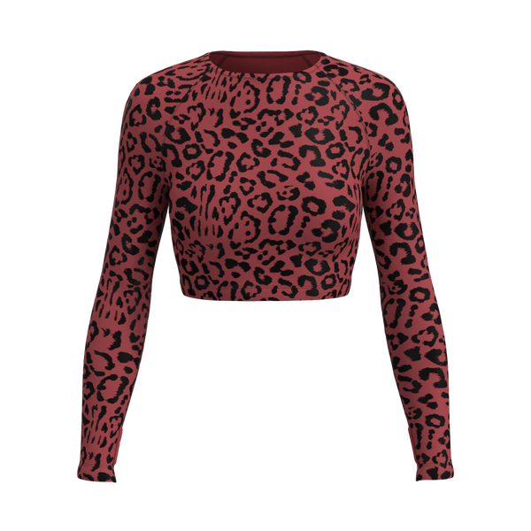 Powerhouse - TKY002 - Y LS Fitted Crop Top - Luxe Brushed R - Cardinal Cheetah