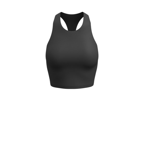 TKW138 - W Performance Cropped Racerback Tank - Luxe Brushed R - Black