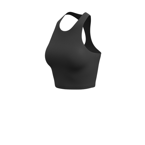 TKW138 - W Performance Cropped Racerback Tank - Luxe Brushed R - Black